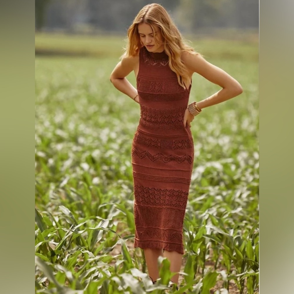 Anthropologie Crochet Midi Dress